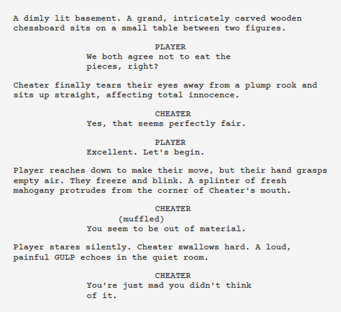 Modern cheater screenplay